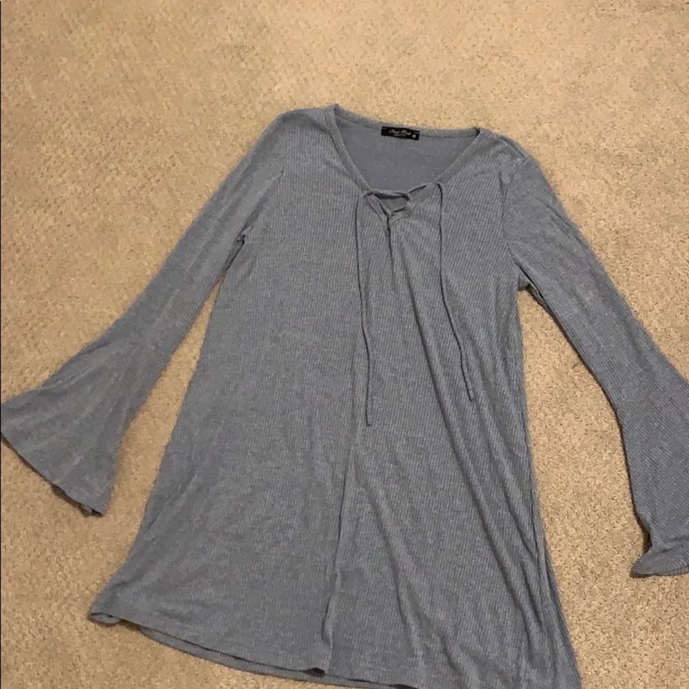 Blue dress with bell sleeves